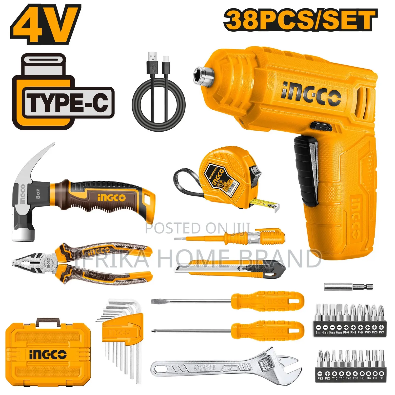 38-Piece Household Tool Set With a 4v Cordless Screwdriver