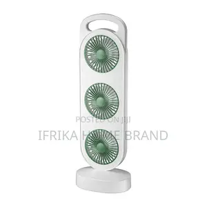 Rechargeable, Triple Table Fan Unit With Triple Circulation Wind