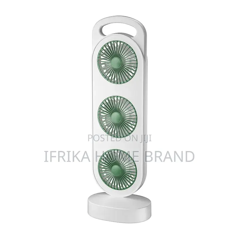 Rechargeable, Triple Table Fan Unit With Triple Circulation Wind