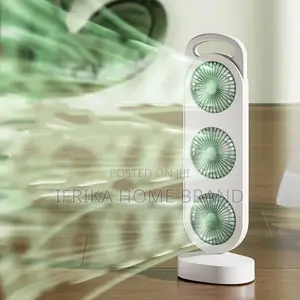 Rechargeable, Triple Table Fan Unit With Triple Circulation Wind