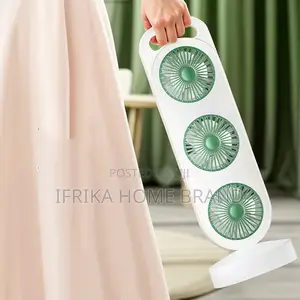 Rechargeable, Triple Table Fan Unit With Triple Circulation Wind