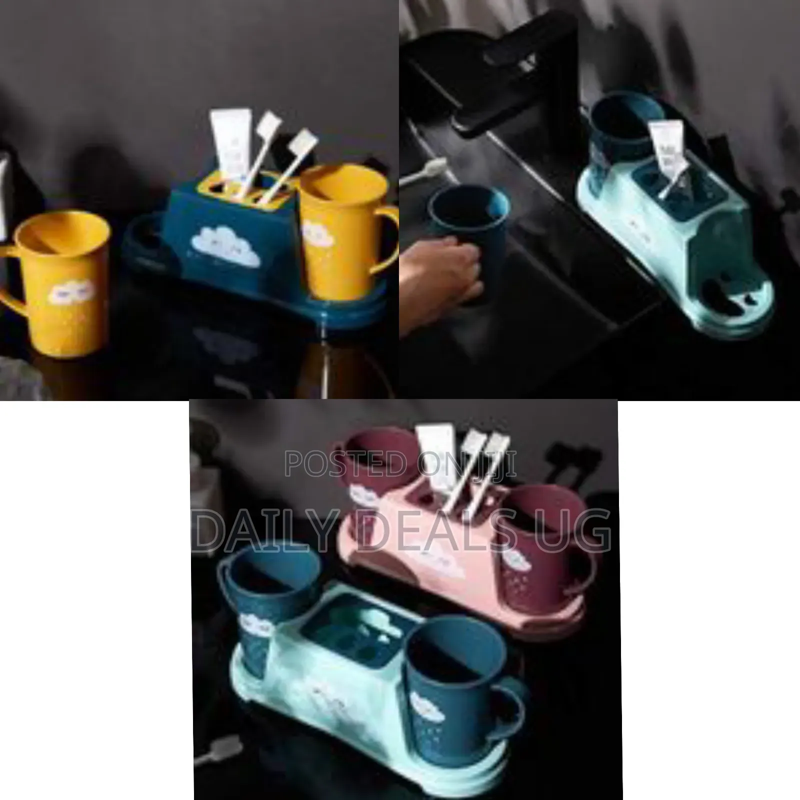 Whimsical Cloud-themed Toothbrush And Tumbler Set - Multicolor