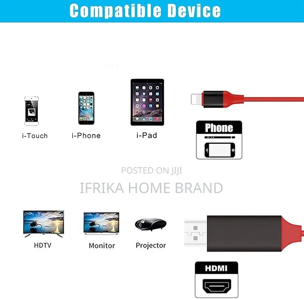Lightning to Hdmi Adapter, Apple 1080p HDTV Cable Adapter