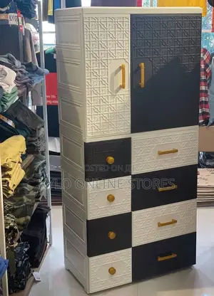 A Double Door Open Baby Plastic Wardrobe With Drawers