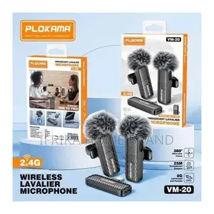 Plokama Vm20 Mic Wireless Clip-on Microphone Lavalier Hp Plug Play