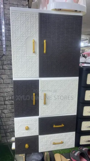 A Double Door Open Baby Plastic Wardrobe With Drawers