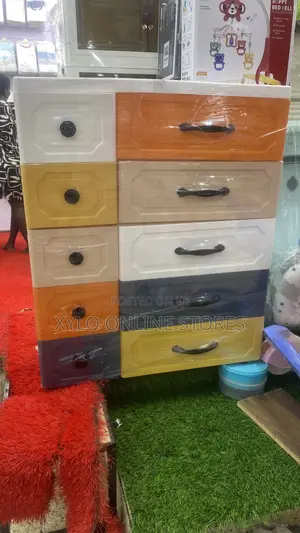 A Multicolored 5- Layered Plastic Kids Storage Wardrobe