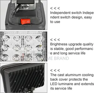 Led Spotlight Outdoor Battery Lamp Construction Work Light Batter