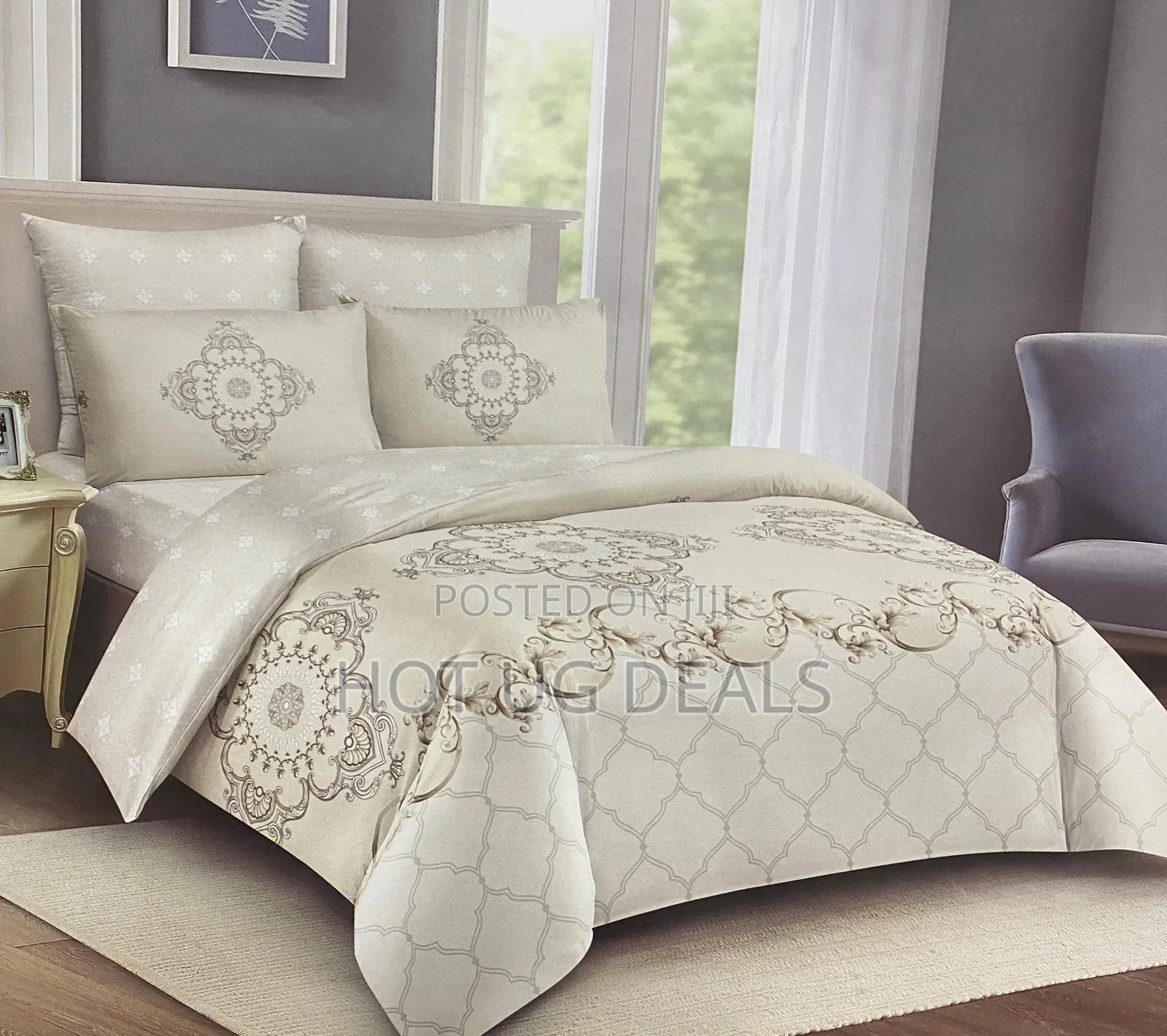 4pc 6x6 Comforter Duvet Set  (1bedsheet, 2pillowcases,1duvet)