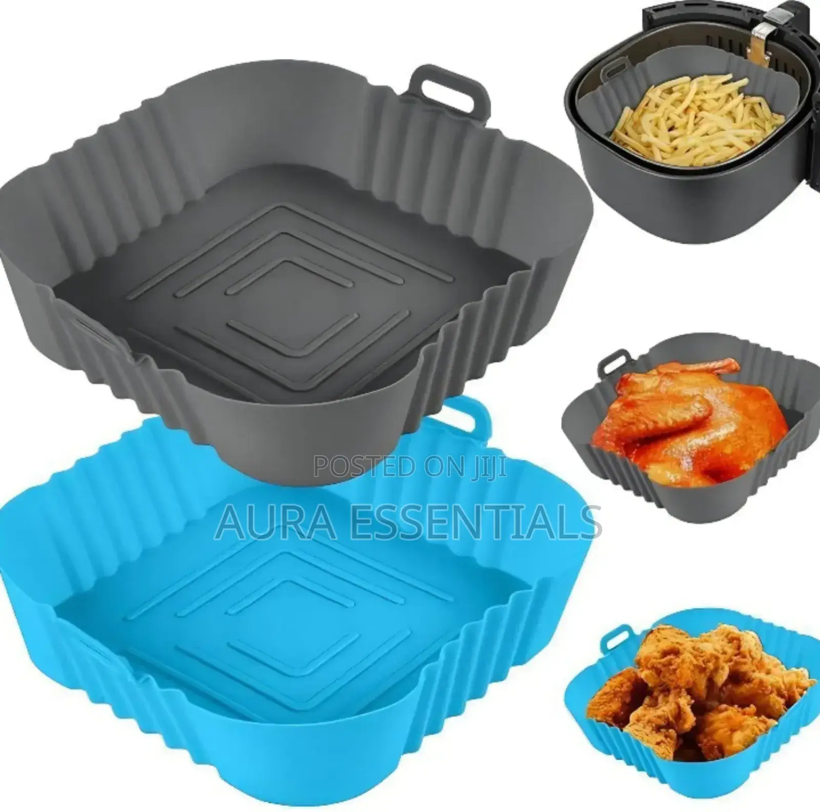 2 Pack of Squre Air Fryer Silicone Liners