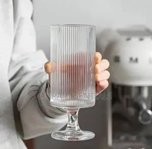 Set of 6 Ribbed Glasses All Purpose Water Goblet Cups