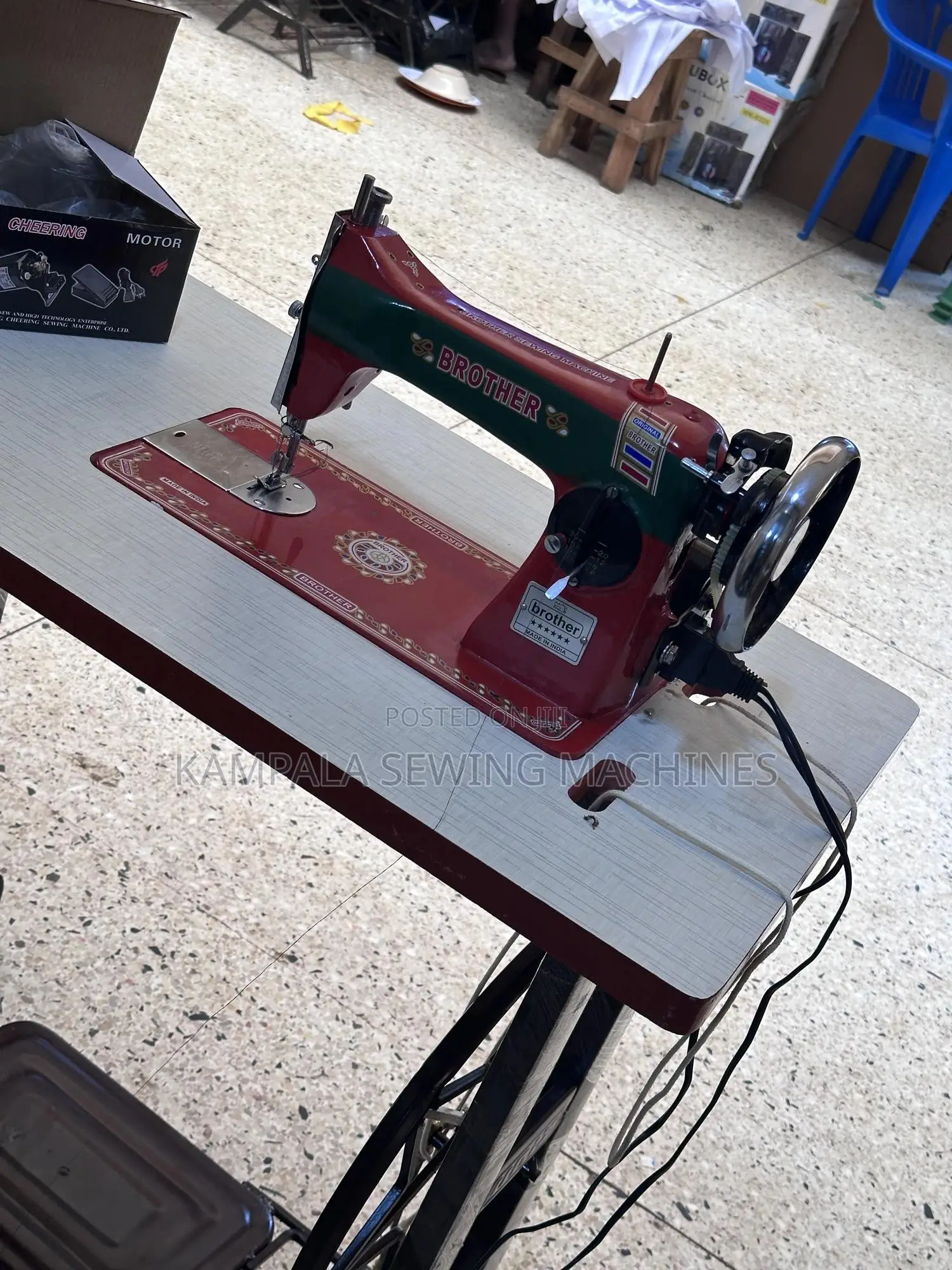 Brother Red Heavy Duty Sewing Machines With Original Stand Plus Motor