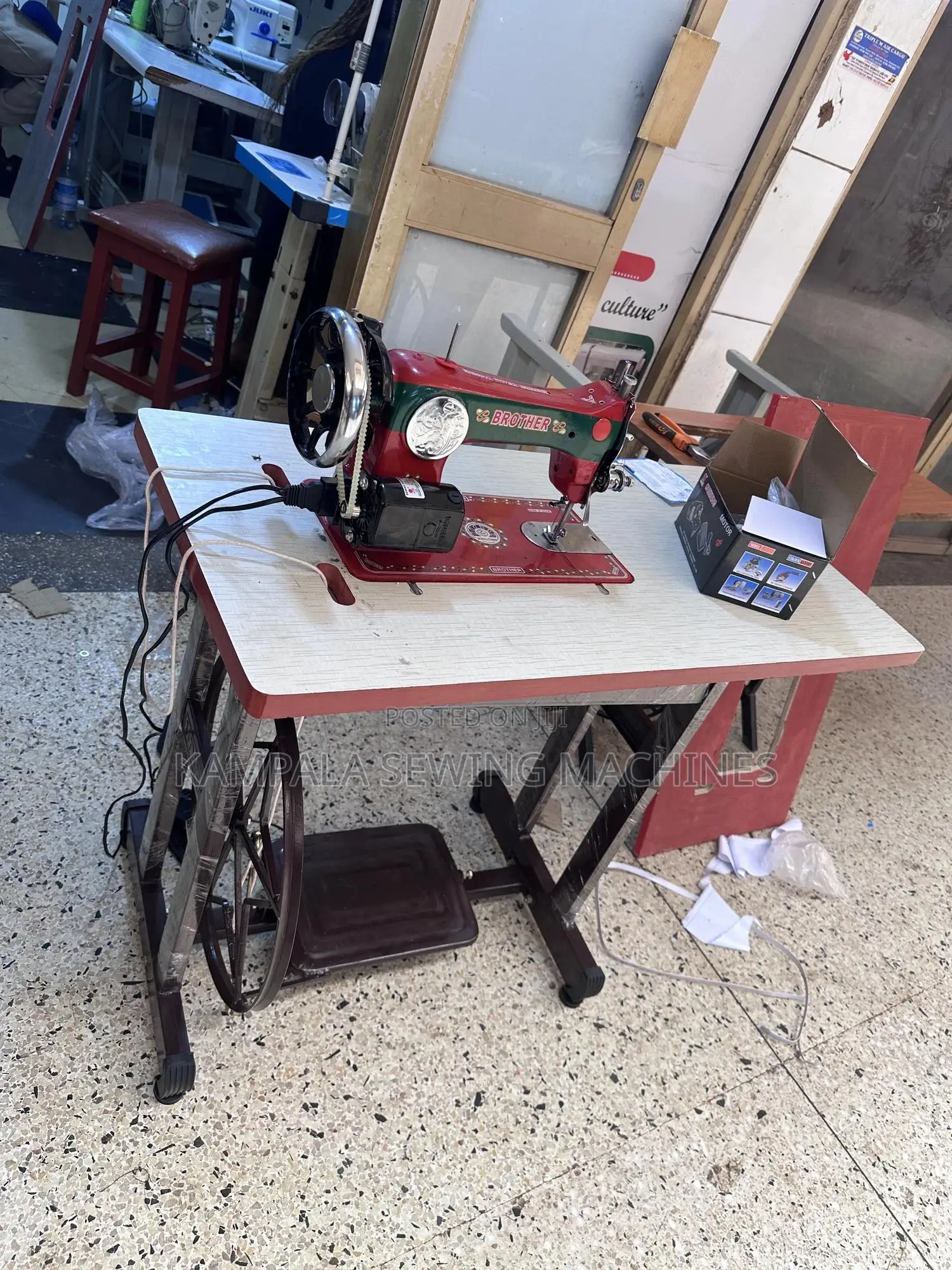 Brother Red Heavy Duty Sewing Machines With Original Stand Plus Motor