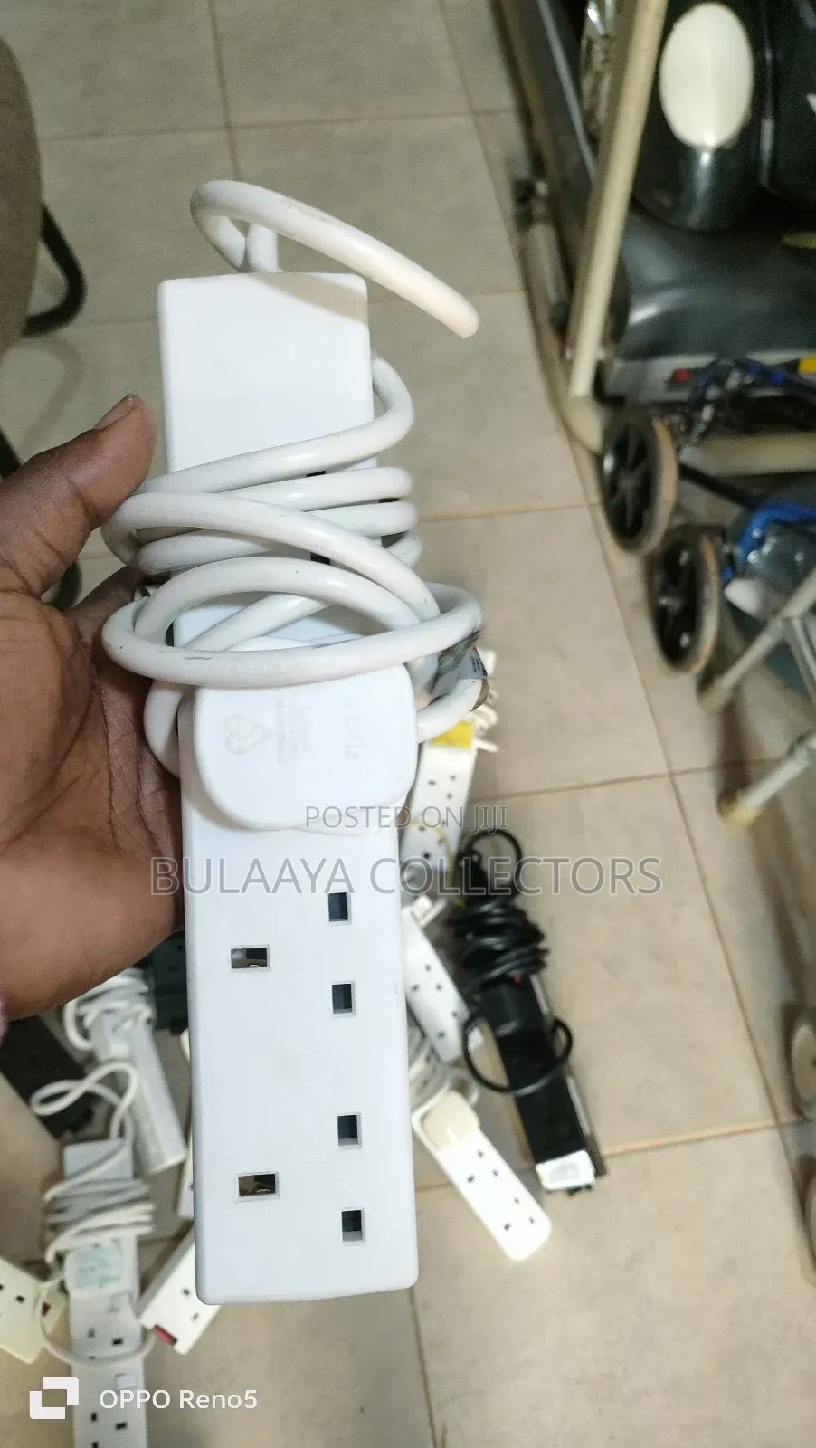Various 4-Way Power Extension Cords With Uk-Type Plugs and Sockets.