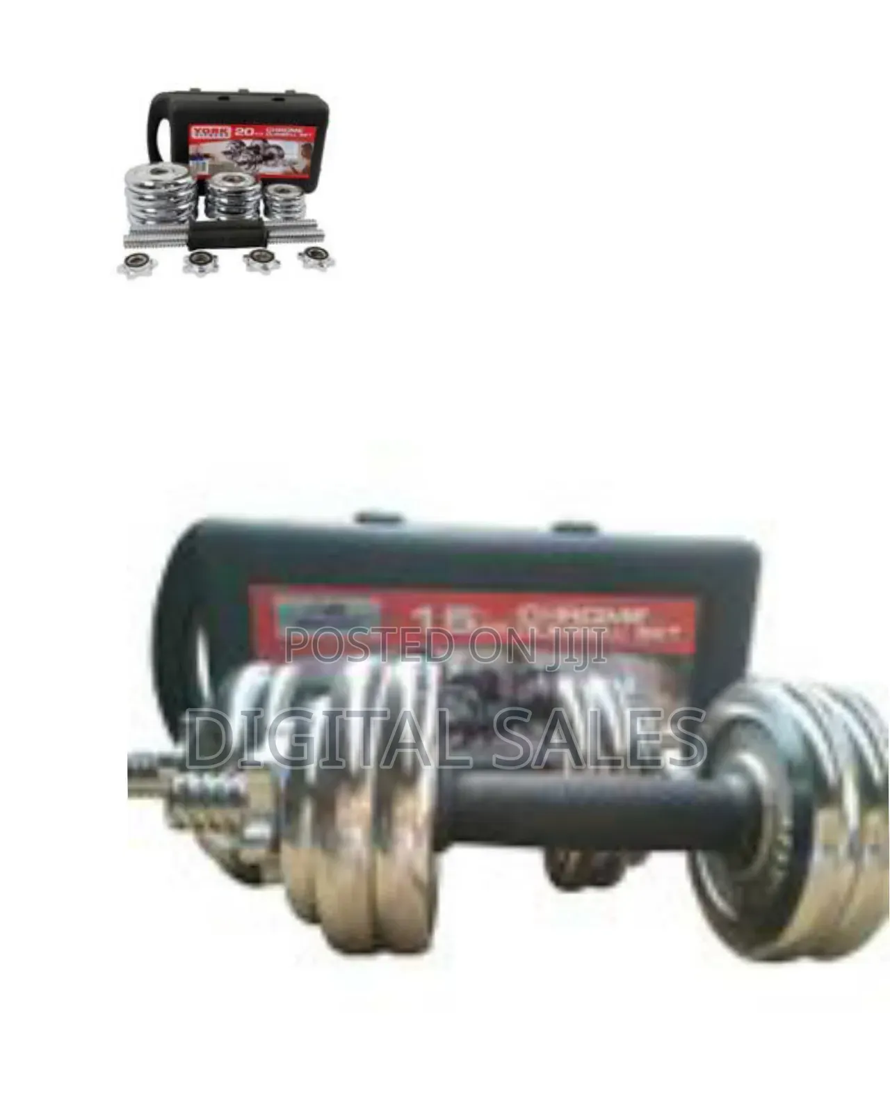 York 20 Kg Plated Adjustable Dumbbell Set-Silver