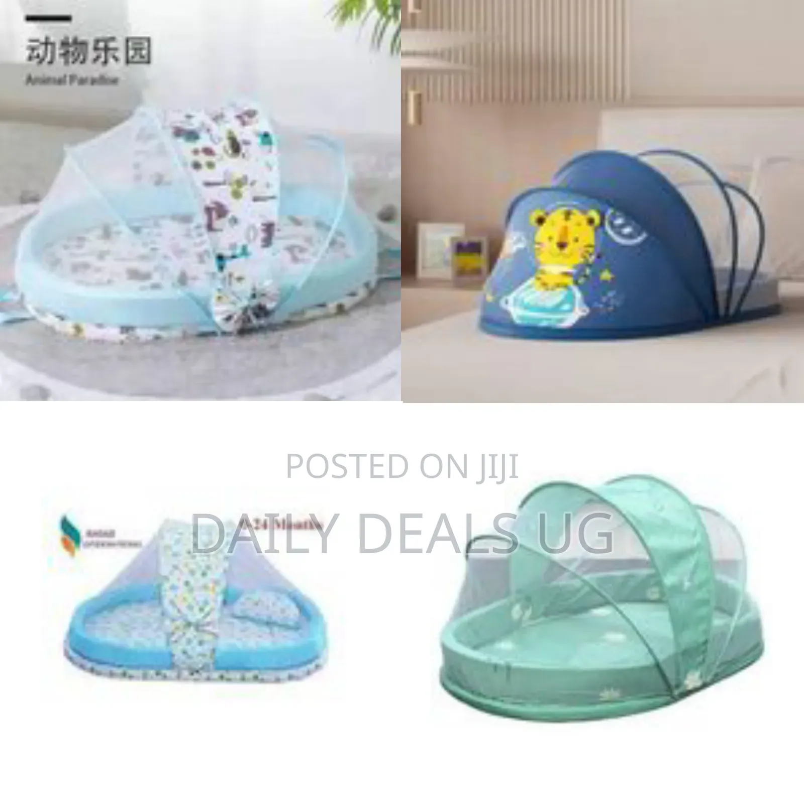 Portable Foldable Baby Bed With Animal Paradise Mosquito Net-Multicolo