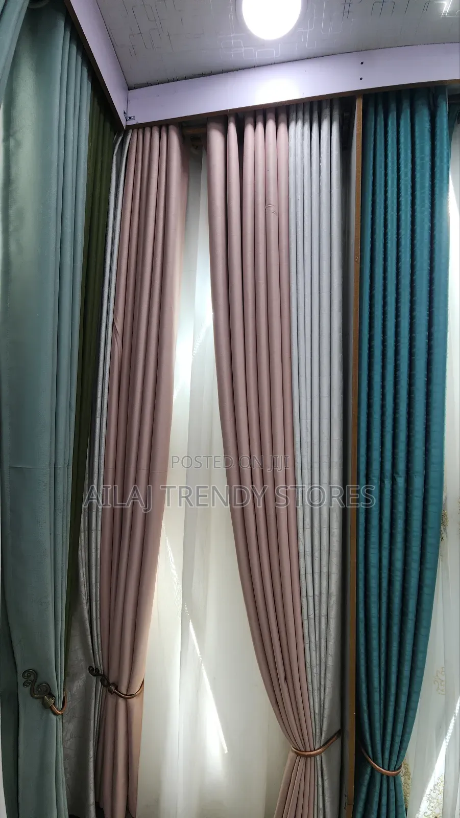 Pink -Green Curtains Material Per Metre