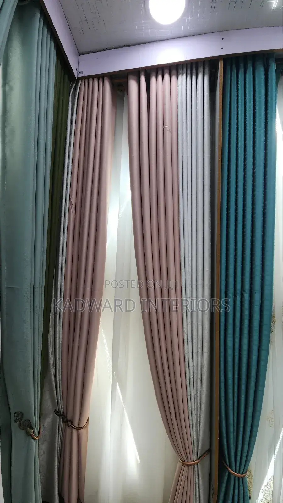 Pink -Green Curtains Material Per Metre