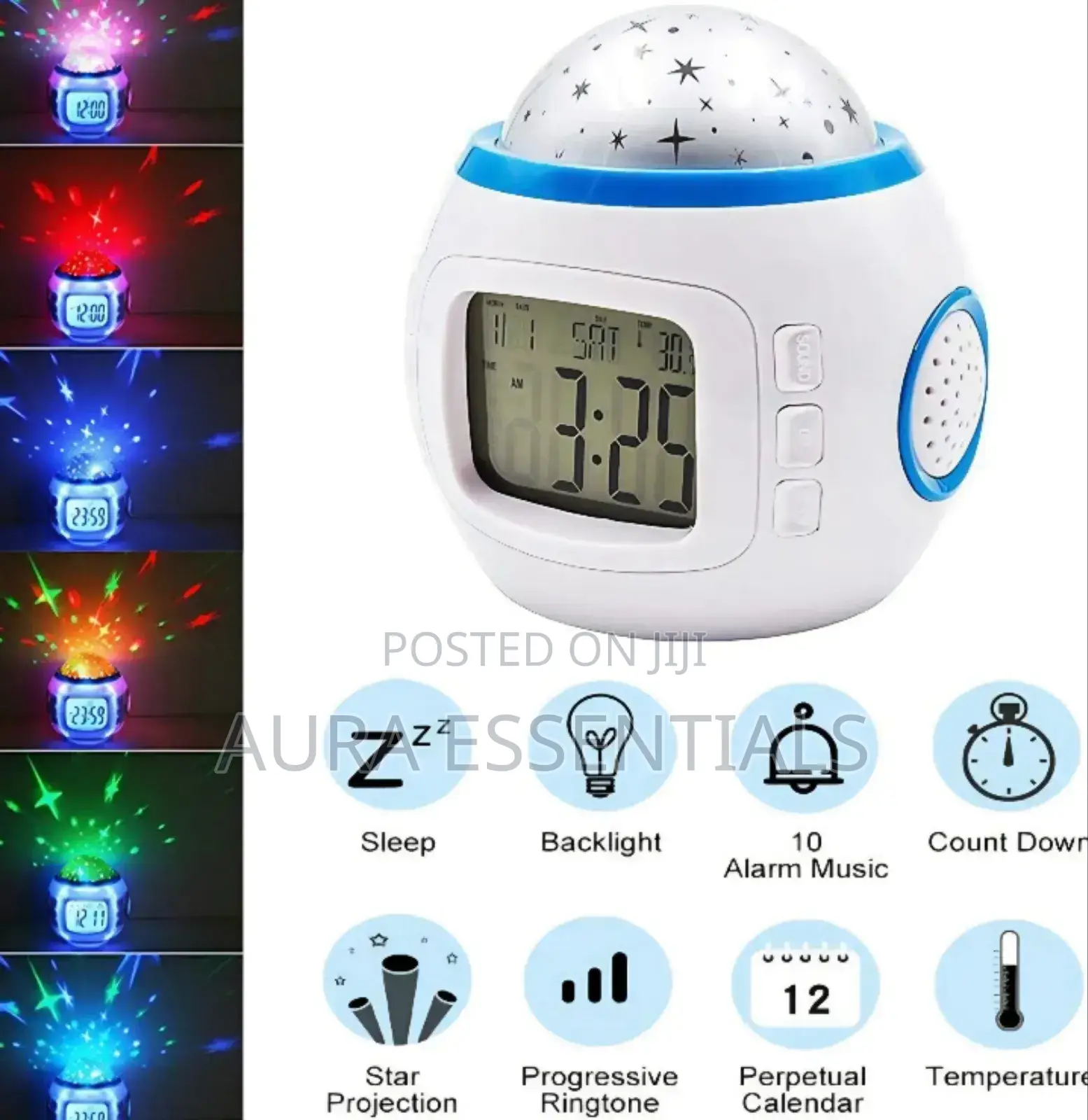 Music and Starry Sky Calendar Projection Alarm Clock