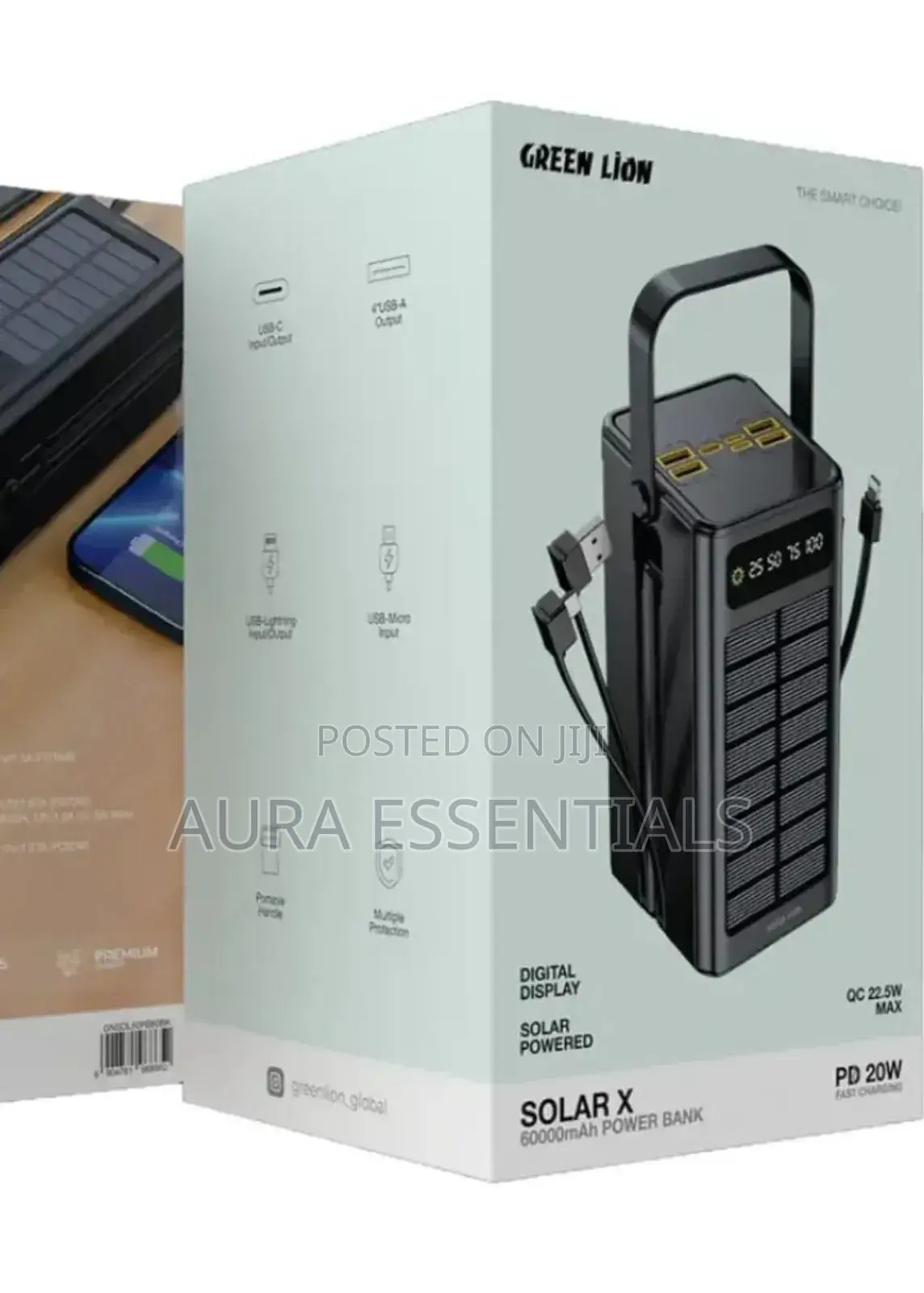 Green Lion Solar X 60000mah Power Bank Pd 20w - Black