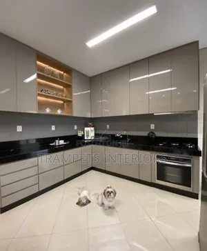 Kitchen Cabinets _ L.Shaped Cabinets in High Gloss Finish
