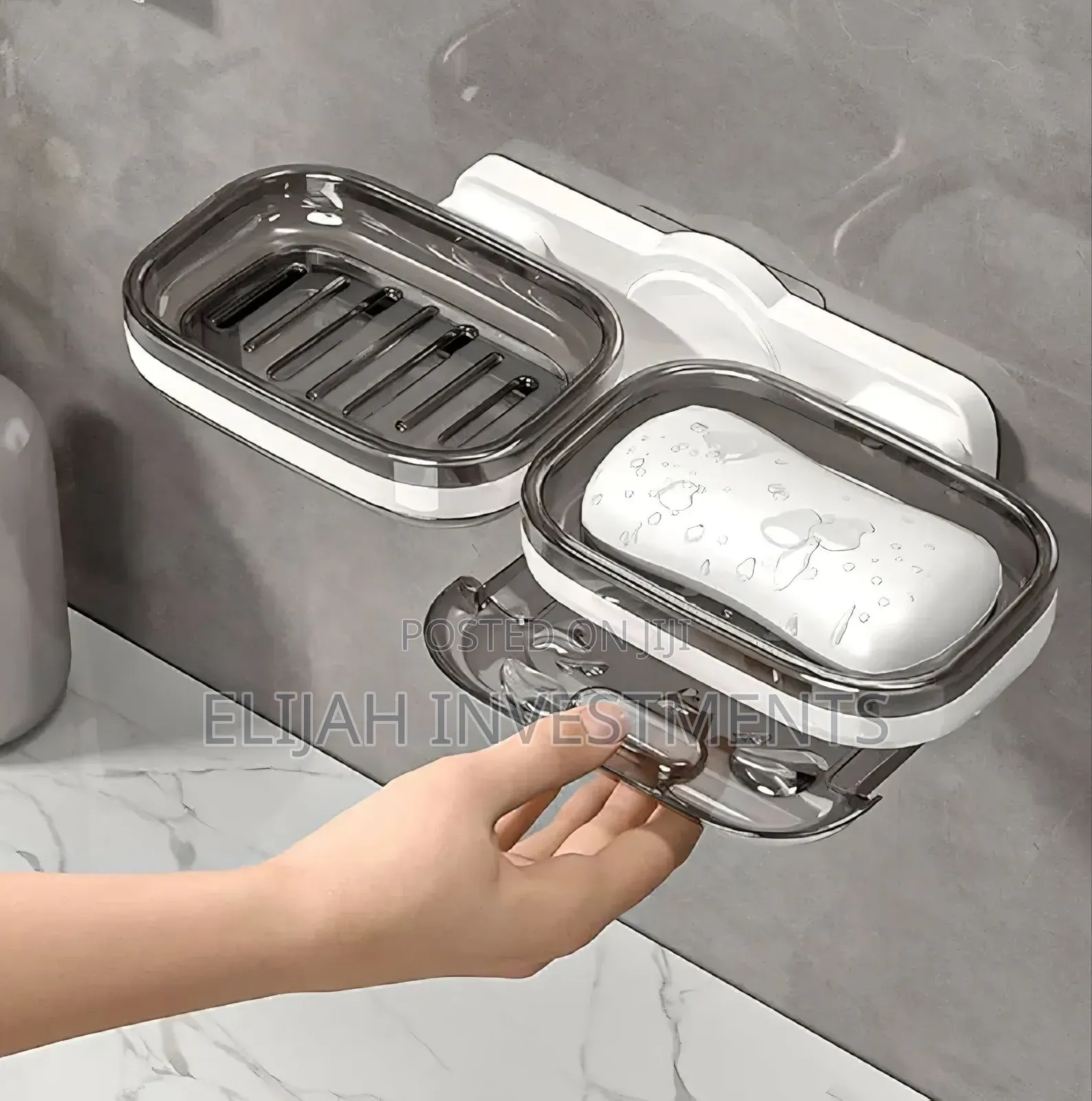 Wall-Mounted, Double-Layer Soap Holder.