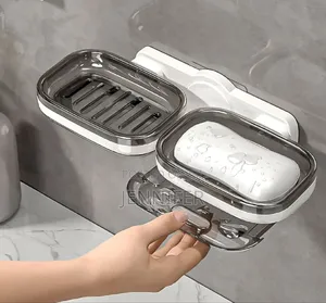 Wall-Mounted, Double-Layer Soap Holder.