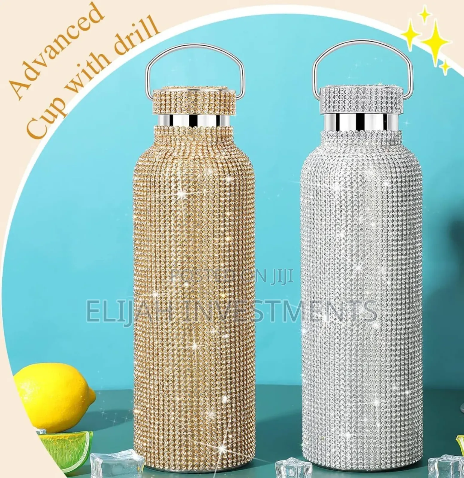 Sparkling Rhistone Covered Stainless Steel Water Bottle