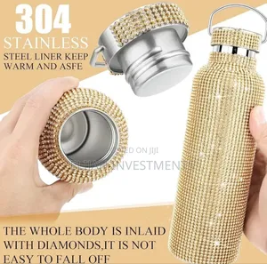 Sparkling Rhistone Covered Stainless Steel Water Bottle