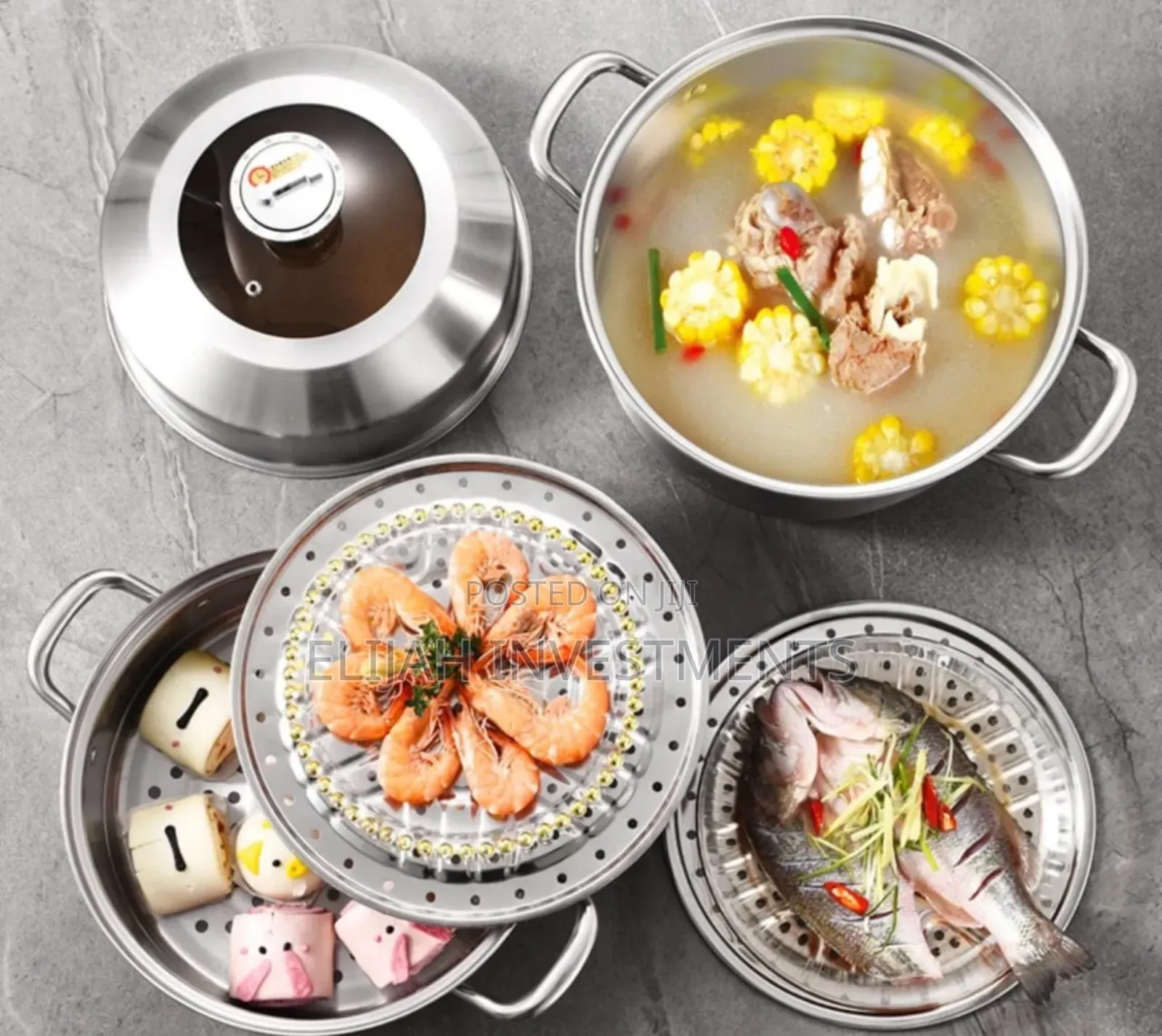 30cm Stainless Steel 3-Tier Food Steamer With Timer