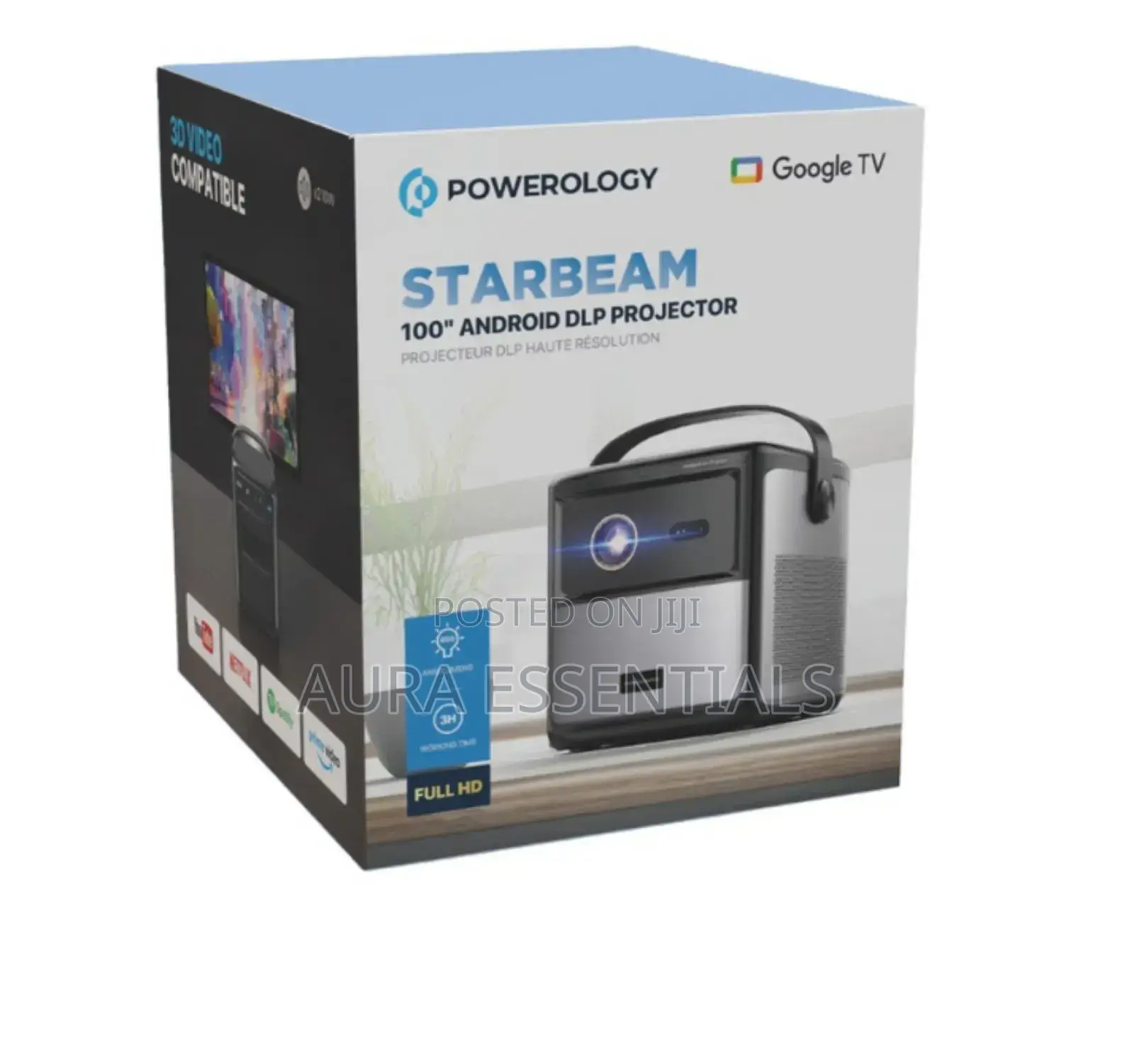 Powerology Starbeam 100" Google DLP Rechargeable Projector - Black