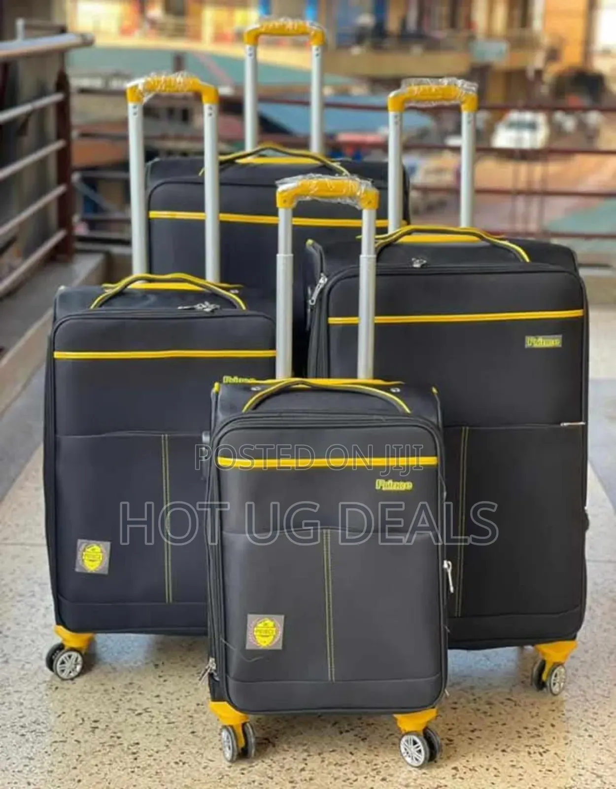 4pcs Set Of Fabric Cloth Travel Suitcases - Black