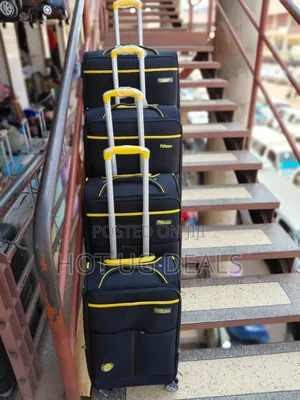 4pcs Set Of Fabric Cloth Travel Suitcases - Black