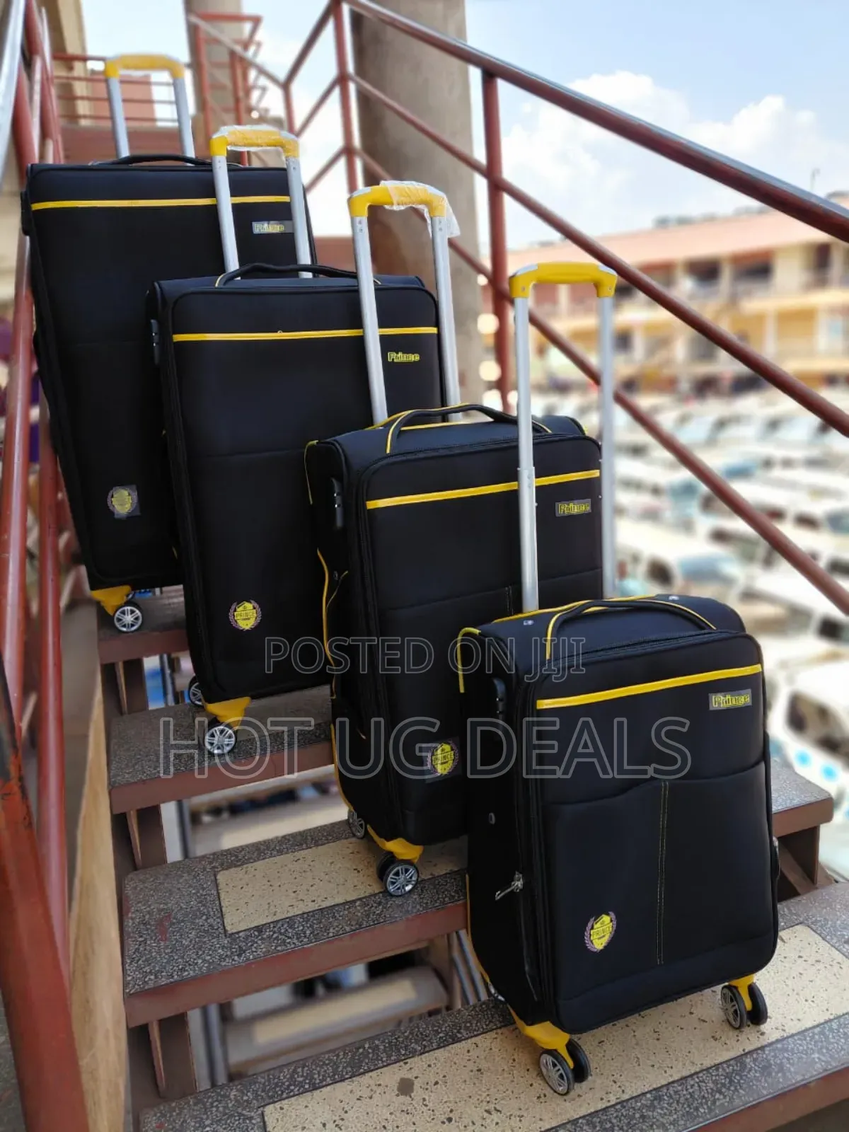 4pcs Set Of Fabric Cloth Travel Suitcases - Black