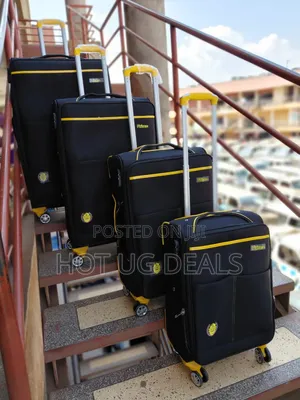 4pcs Set Of Fabric Cloth Travel Suitcases - Black