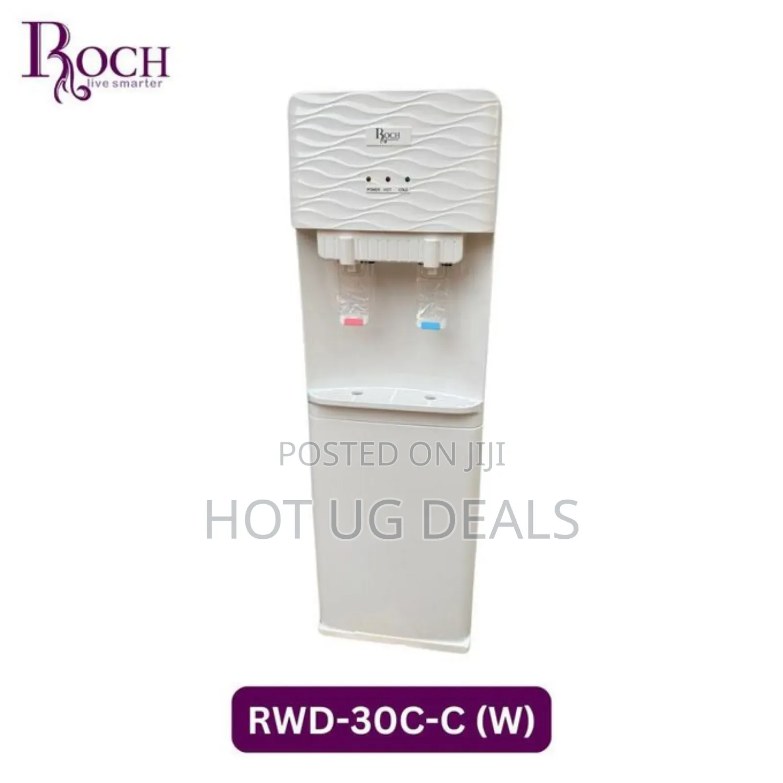 Roch 2 Taps Hot And Cold Water Dispenser With Storage Cabinet - White