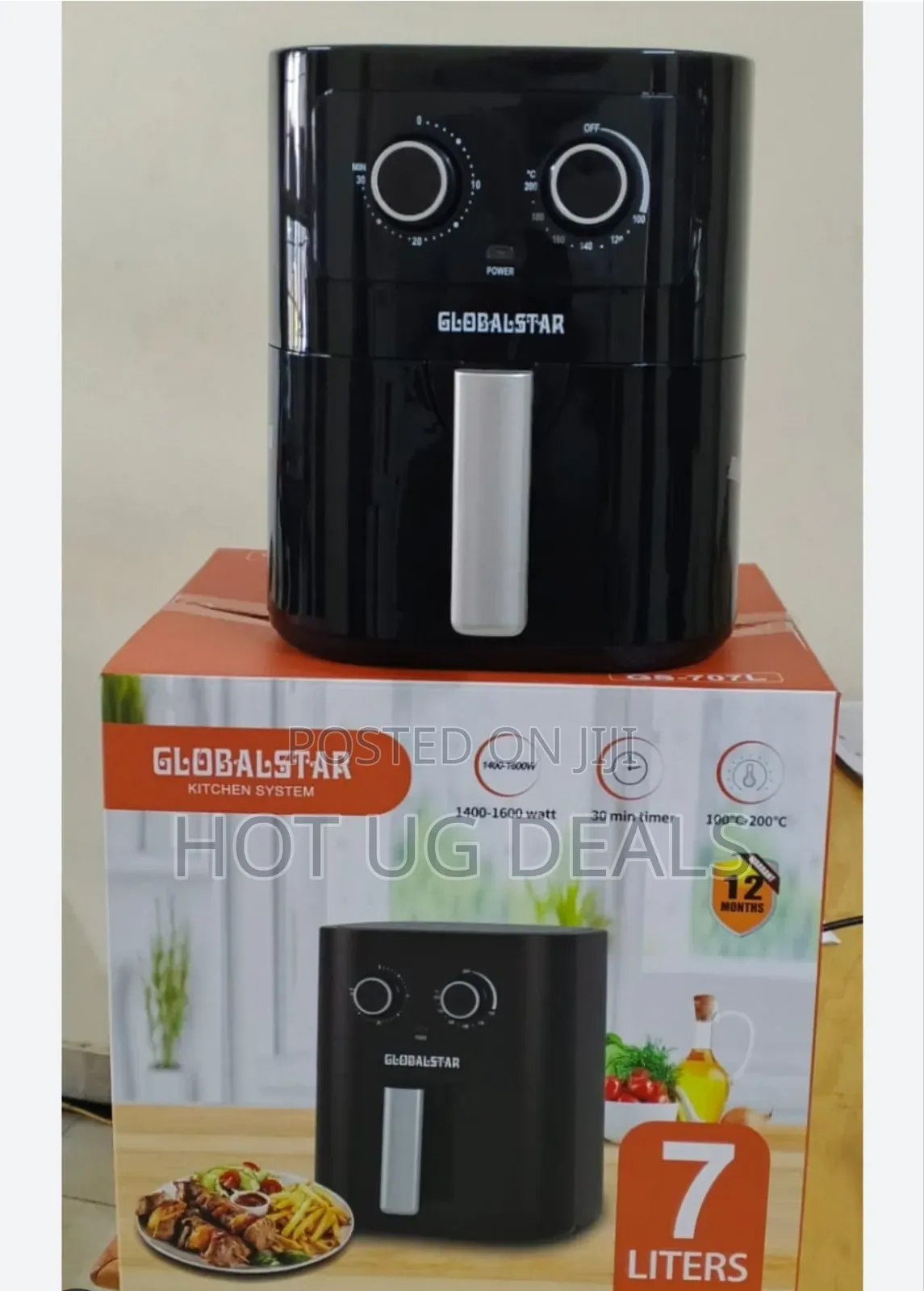 Globalstar 7l Oil Free Healthy Air Fryer - Black