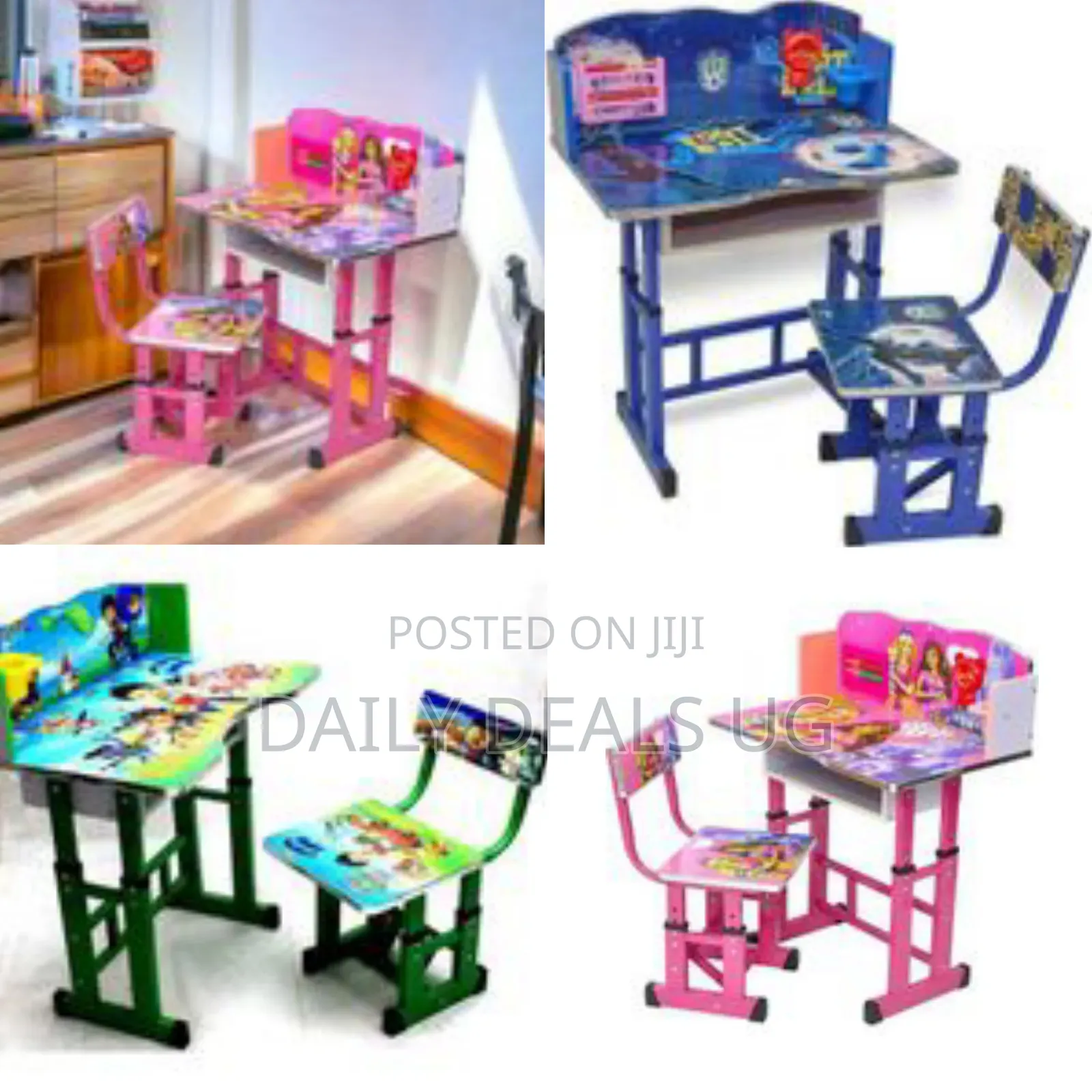 Height-Adjustable Kids' Study Desk and Chair Set - Multicolor