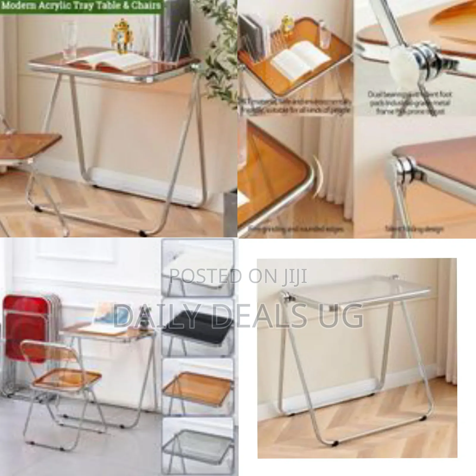 Clear Top Folding Side Table