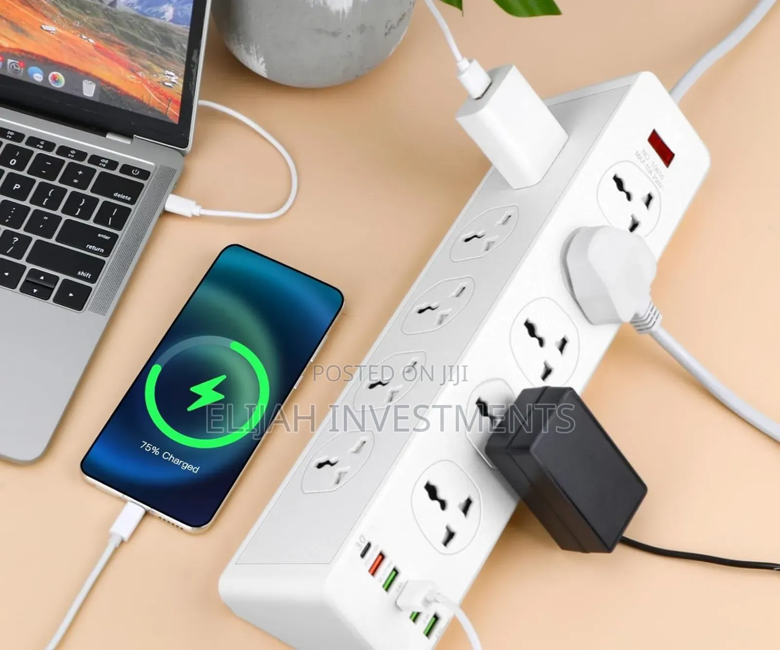 10 Ways Power Socket ,5 Usb-a ,1 Usb C,2m Cable Length