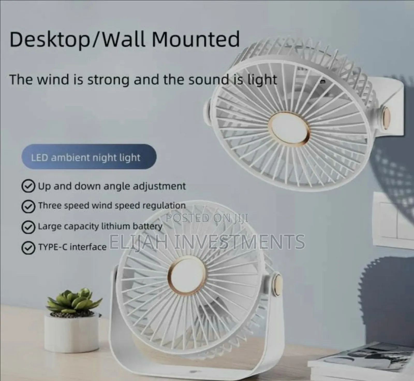 Usb Rechargeable Air Circulation Desk Fan.