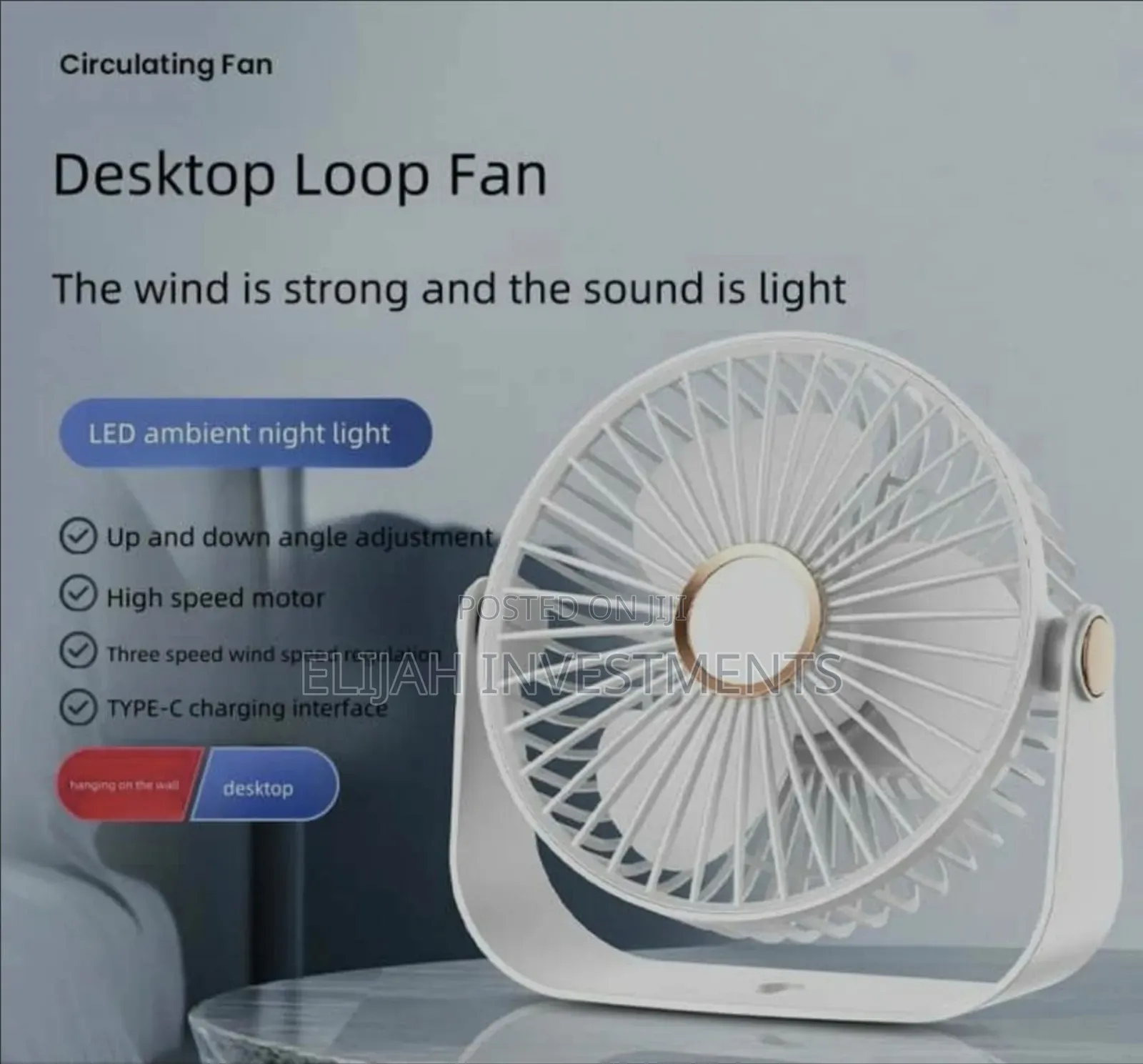 Usb Rechargeable Air Circulation Desk Fan.