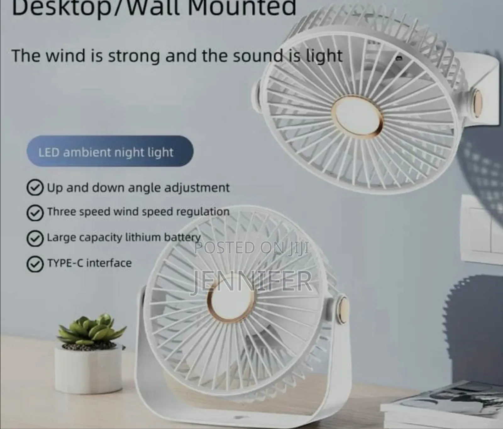 Usb Rechargeable Air Circulation Desk Fan.