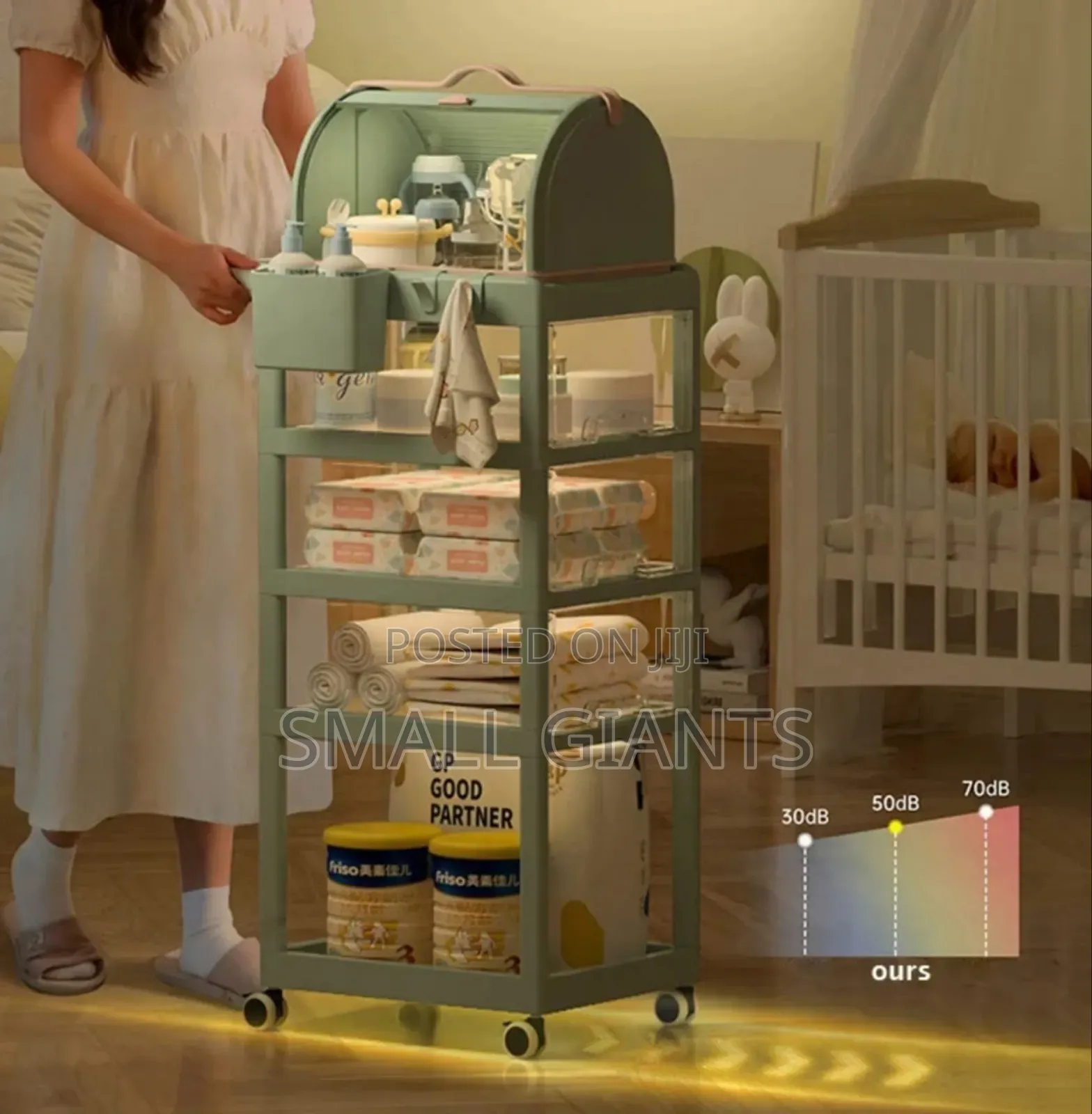 Multi-layer Mobile Baby Organizing Cart With A Detachable Box