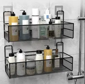 A Wall Mounted Kitchen and Bathroom Organizer Black