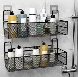 A Wall Mounted Kitchen and Bathroom Organizer Black