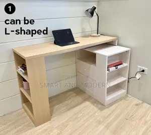 Modern Office Desk With Bookshelf - Study Reading Table