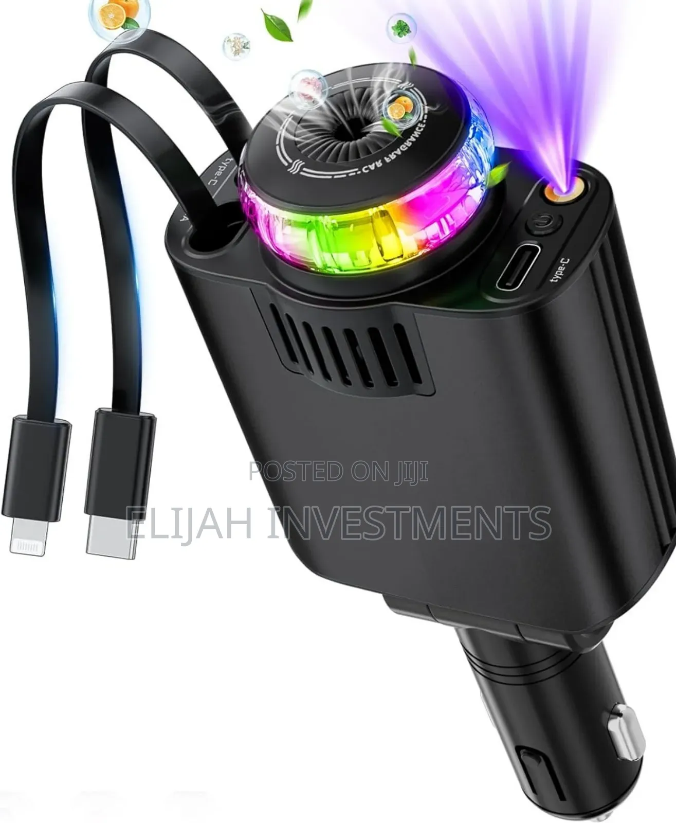 Starlight Retractable Car Charger With Aromatherapy