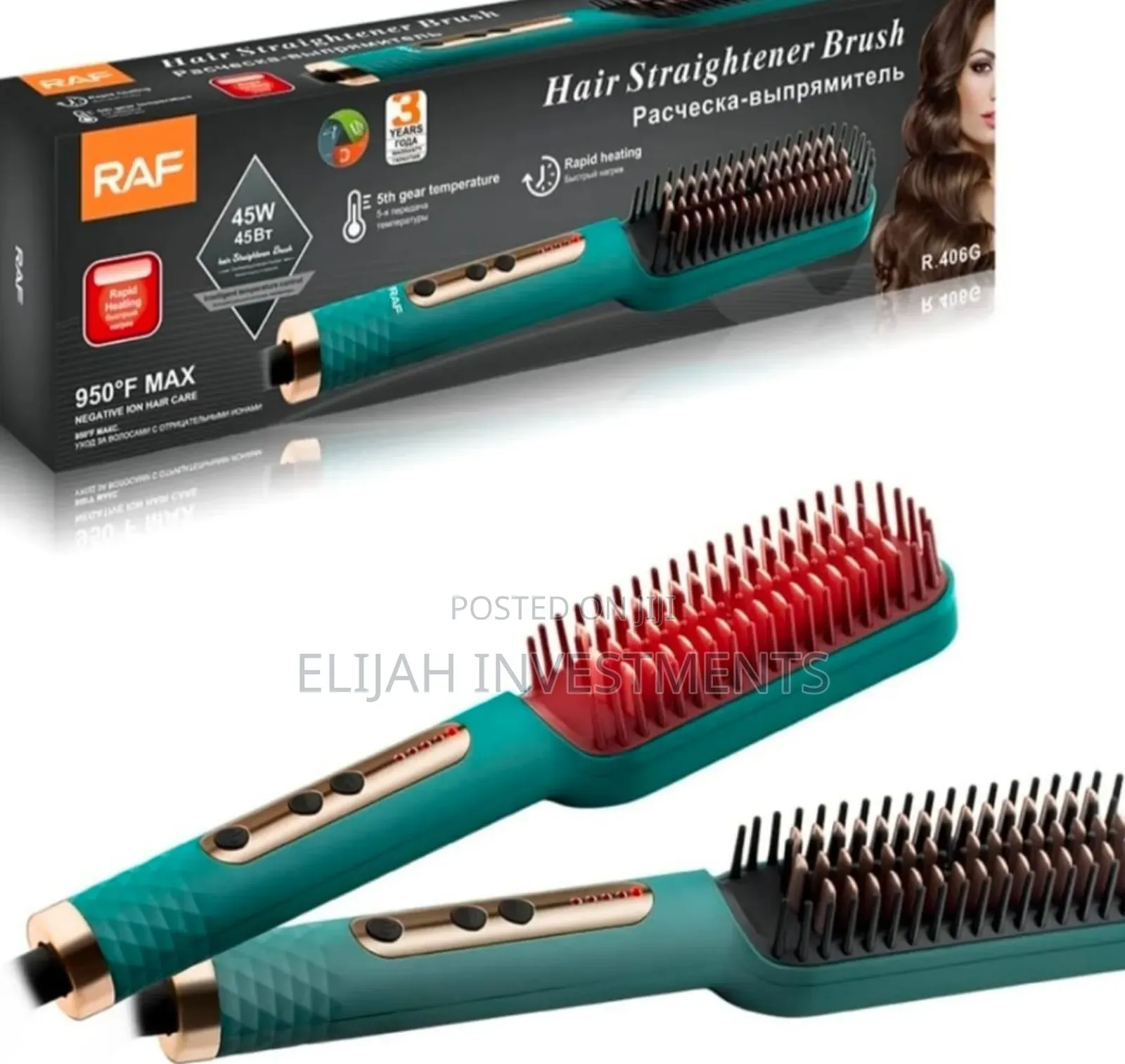 Raf R.406g Natural Hair Straightener Brush