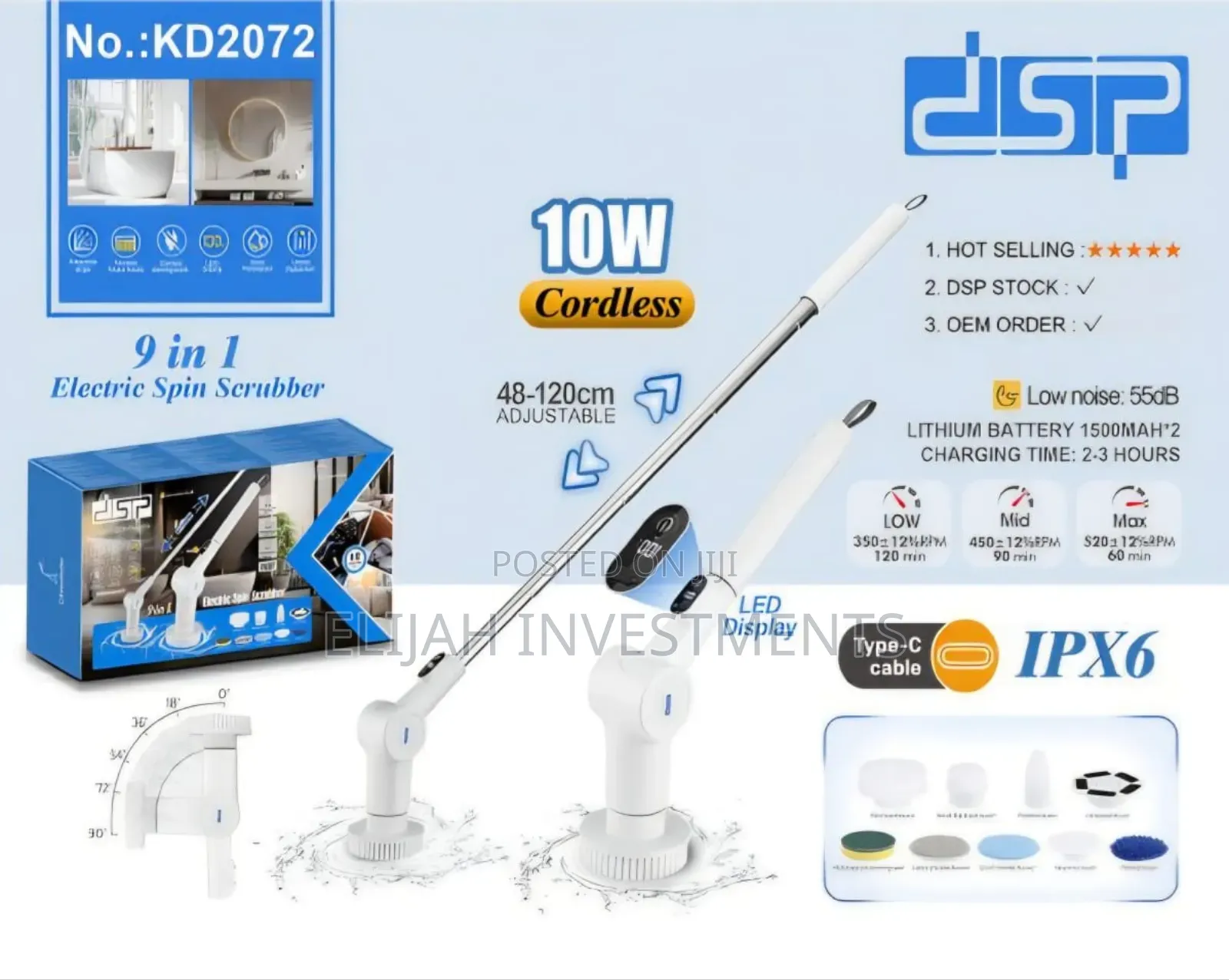 DSP Kd2072, 9-in-1 Electric Spin Scrubber